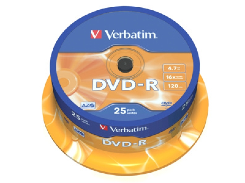 VERBATIM DVD-R 4,7GB 16x cake box (bal=25ks) 43522