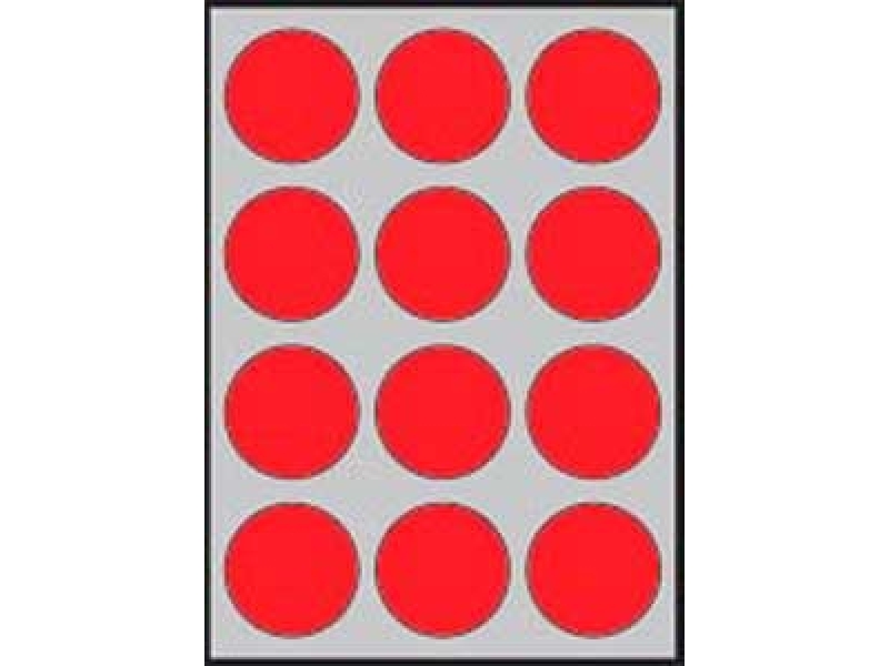 Apli Etikety kruhové 60mm/A4,neon. červené (bal=20hár)