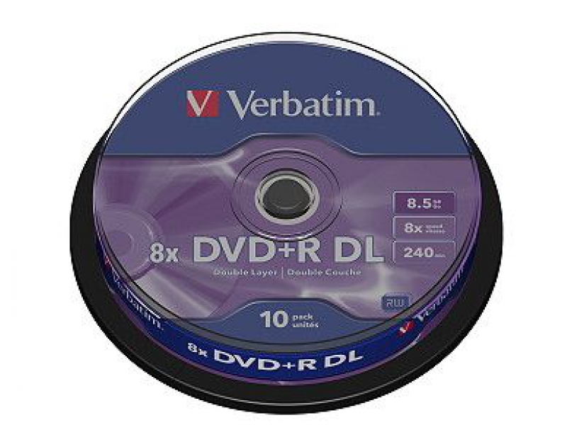 VERBATIM DVD+R DL Double Layer 8,5GB 8x cake box (bal=10ks) 43666