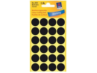 AVERY Etikety kruhové čierne 18mm (bal=4hár)