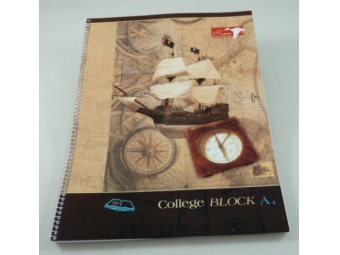 Blok College B-špirála+dierky A4/70l čistý 14070