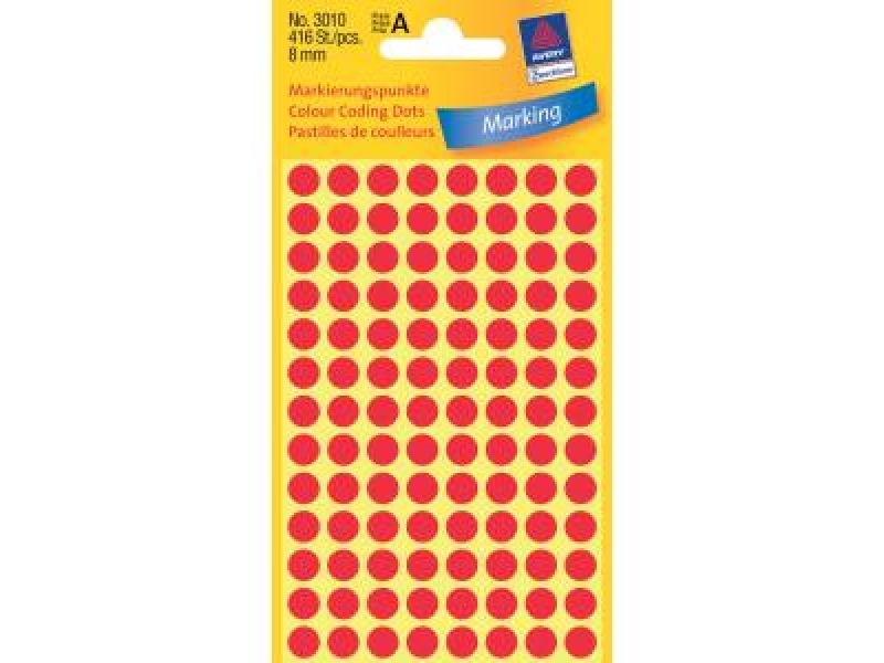 Avery Etikety kruhové 8mm,červené (bal=4hár)