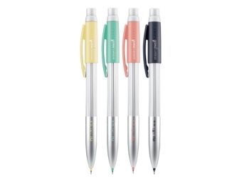 MILAN Automatická ceruzka - pentelka  P1 Silver s gumou 0,5 HB
