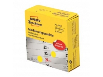 Avery Etikety kruhové žlté 19mm v dispenzore(bal=250ks)
