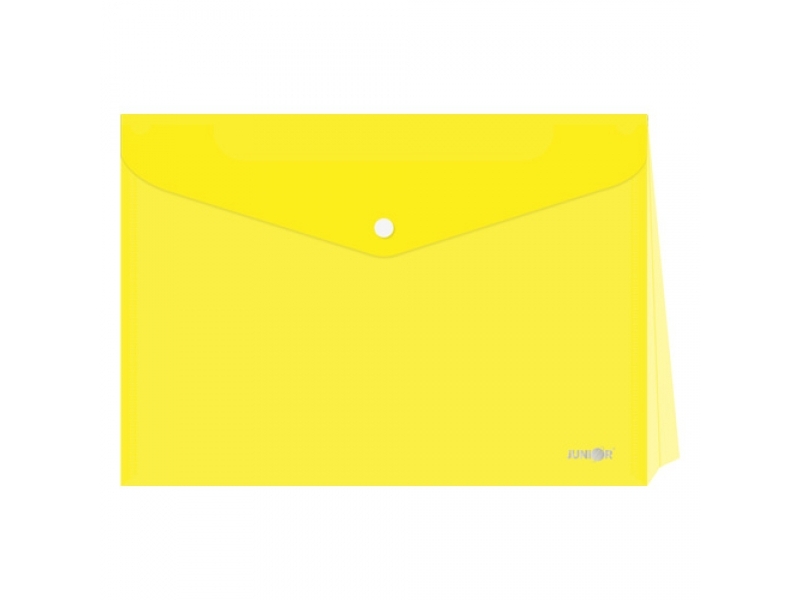 JUNIOR Obal s patentkou - rozšíriteľný PP/A4, priehľadný/žltý