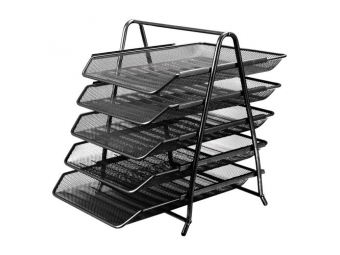 JUNIOR Drôtený stojan s 5 listovými zásuvkami, čierny