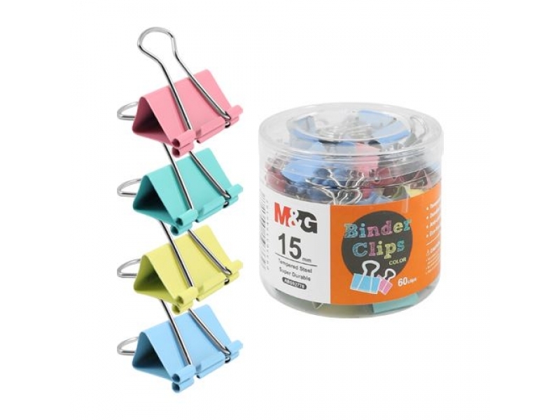 M&G Klip Binder - farebný (15 mm), 60 ks