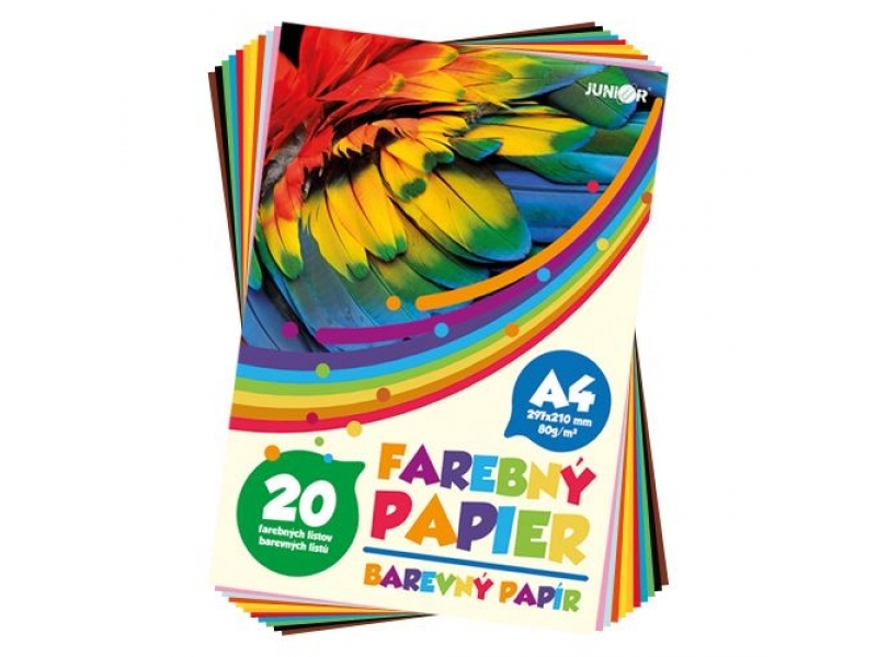 JUNIOR Zložka farebného papiera A4 20 listov 80 g
