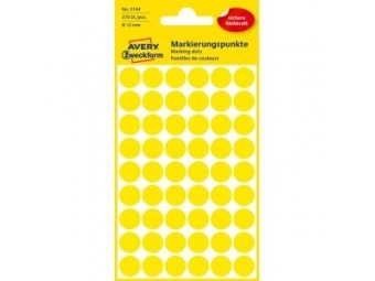 Avery Etikety kruhové žlté 12mm (bal=270ks)