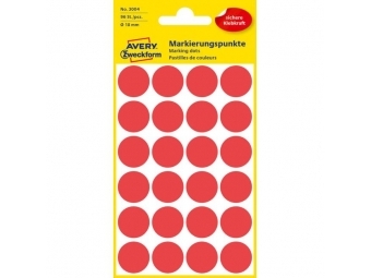 Avery Etikety kruhové 18mm červené (bal=4hár)