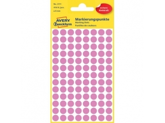 Avery Etikety kruhové 8mm ružové (bal=4hár)