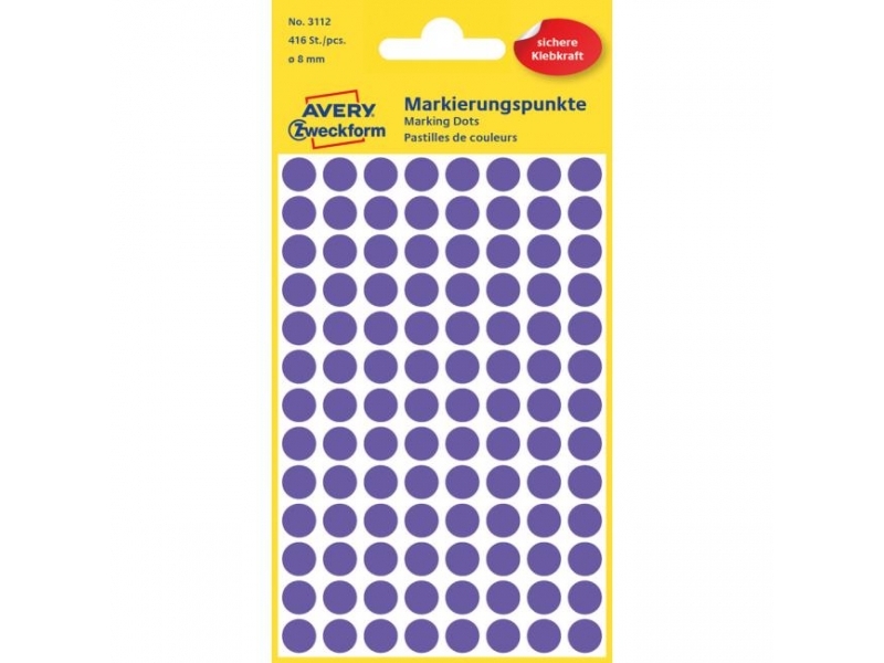 Avery Etikety kruhové 8mm,fialové (bal=4hár)