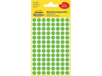 Avery Etikety kruhové 8mm odnímateľné zelené (bal=4hár)