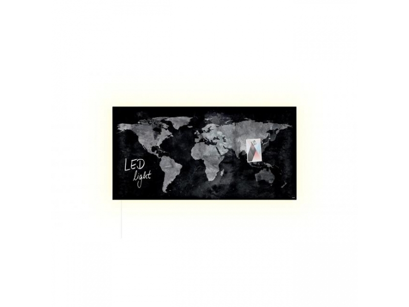 Sigel Tabuľa sklenená Artverum podsvietená 91x46cm mapa sveta