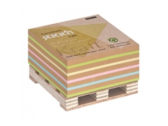 Avery Blok kocka lepiaca na paletke 76x76mm 400 lístkov mix Kraft a pastel