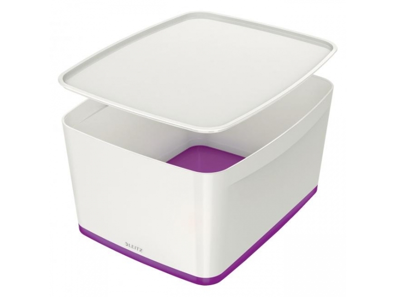 Leitz Box úložný s vekom MyBox, veľkosť L biela/purpurová