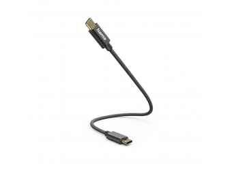 Hama 201604 kábel USB-C 2.0 typ C-C 0,2 m, opletený, čierny