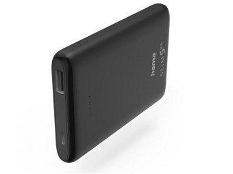 Hama 201666 SLIM 5HD, powerbanka, 5000 mAh, 1 A, výstup: USB-A, čierna