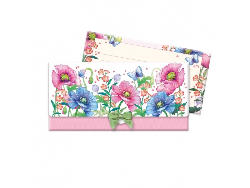 Argus Obálka darčeková na peniaze s kartičkou 20x10cm, ružová kvety