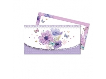 Argus obálka darčeková na voucher s kartičkou 22x11,5cm, fial.kvety