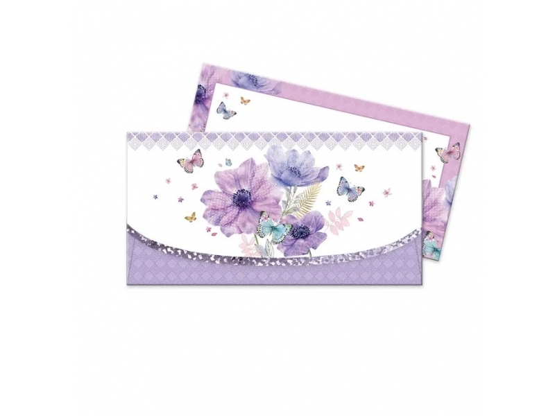 Argus Obálka darčeková na voucher s kartičkou 22x11,5cm, fial.kvety