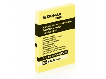 Donau Blok kocka samolepiaca žlté eco 51x76 mm (100listov)